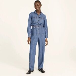 J. Crew Cinched Waist Denim Jumpsuit Utility Boiler Suit NWT FLAW**‎ Size 0